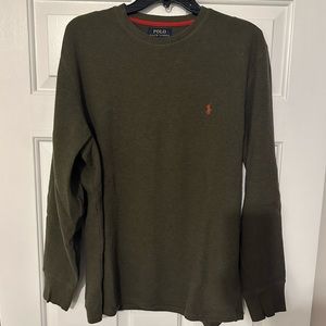 Olive Green Polo Thermal Crewneck